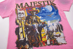 MAJESTIK Pink Rhinestone Distressed Graphic T-Shirt ¡ª front