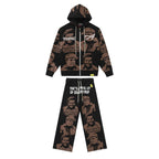 That's A Awful Lot Of Cough Syrup Portrait Graphic Zip Hoodie & Sweatpants Set - Black ¡ª front