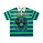 MAJESTIK Green/Blue Striped Skull Graphic Polo Shirt ¡ª hero