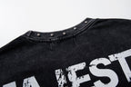 MAJESTIK Washed Black Studded Sleeveless T-Shirt ¡ª detail