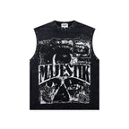 MAJESTIK Washed Black Studded Sleeveless T-Shirt ¡ª hero