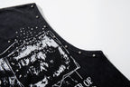 MAJESTIK Washed Black Studded Sleeveless T-Shirt ¡ª detail