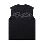 MAJESTIK Rhinestone Graphic Sleeveless T-Shirt ¡ª back