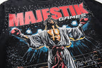 MAJESTIK Washed Black Graphic Short-Sleeve T-Shirt ¡ª detail