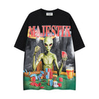 MAJESTIK Distressed Rhinestone Graphic T-Shirt ¡ª hero