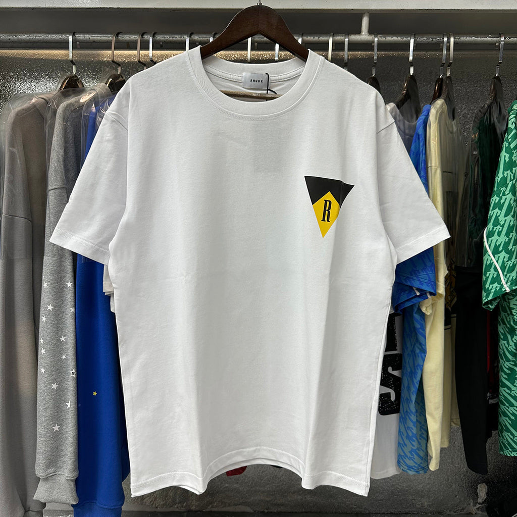 Rhude T-shirts Inverted Triangle Printing Cotton Casual Short Sleeve Men and Women