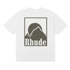 Rhude T-shirts Moon Badge Printing Cotton Casual Short Sleeve Men and Women