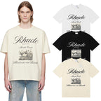 Rhude T-shirts Heave on Earth Printed Cotton Casual Short Sleeve Men and Women