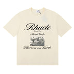 Rhude T-shirts Heave on Earth Printed Cotton Casual Short Sleeve Men and Women