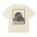 Rhude T-shirts Moon Badge Printing Cotton Casual Short Sleeve Men and Women