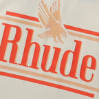 Rhude T-shirts Eagle Rossa Printed Cotton Casual Short Sleeve Men and Women