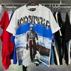 Godspeed T-shirts Sports Car Skull Racer Printed Cotton Casual Short Sleeve Men and Women