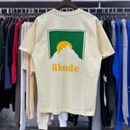 Rhude T-shirts Sunset Classic Print Cotton Casual Short Sleeve Men and Women