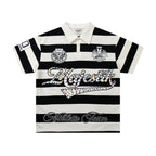 MAJESTIK Striped Crest Graphic Polo Shirt ¡ª hero