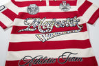MAJESTIK Striped Crest Graphic Polo Shirt ¡ª front
